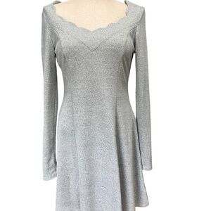 Francesca’s Women’s Knit Gray Scallop Neck Dress NWT Size M